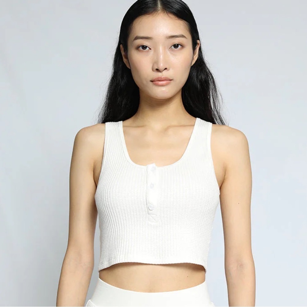 THE RANGE JUMBO STARK THERMAL CROPPED HENLEY TANK